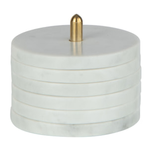 J-Line dessous de verre + Socle Rond Marbre - pierre - blanc - 6 pièces