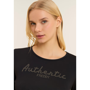 T-shirt manica 3/4 "Authentic" con logo FREDDY in strass