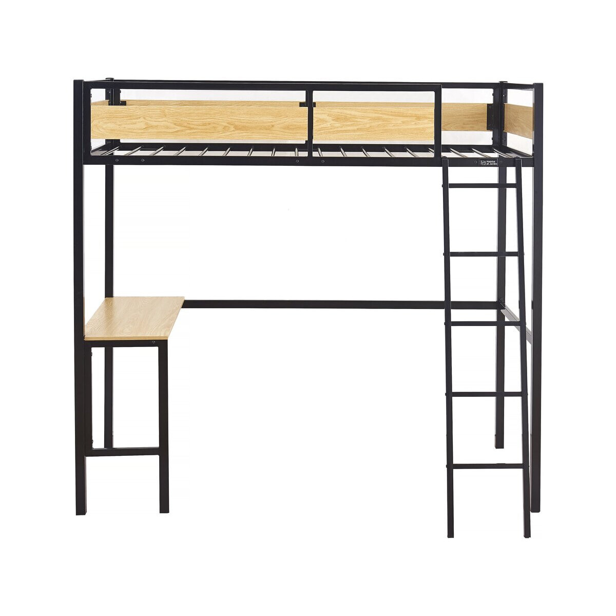 Lit mezzanine avec bureau "Ethan" - 90 x 190 cm - Noir