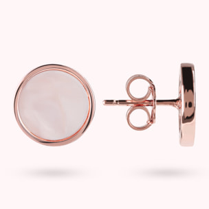 Orecchini a Bottone con Disco Piccolo in Pietra Naturale di Madreperla Rosa