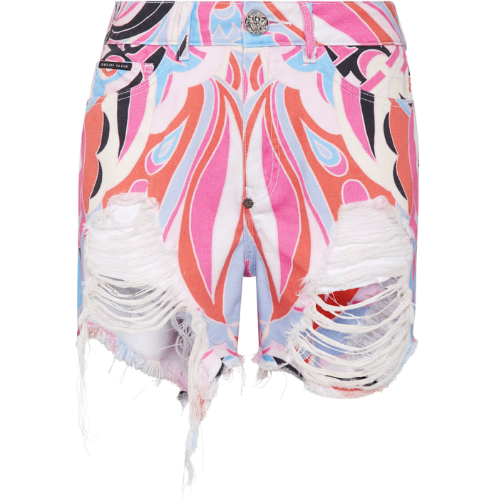 PHILIPP PLEIN Pantaloncini di jeans CIRCUS