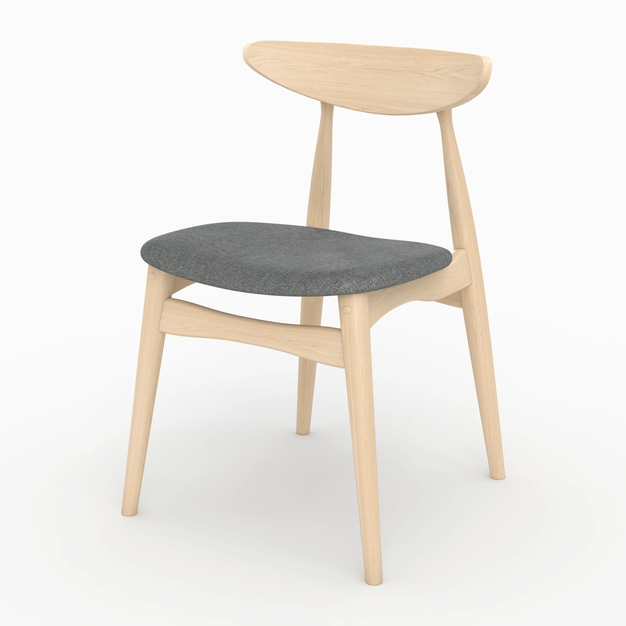 Lot de 2 chaises en tissu gris et bois d'hévéa - Josette