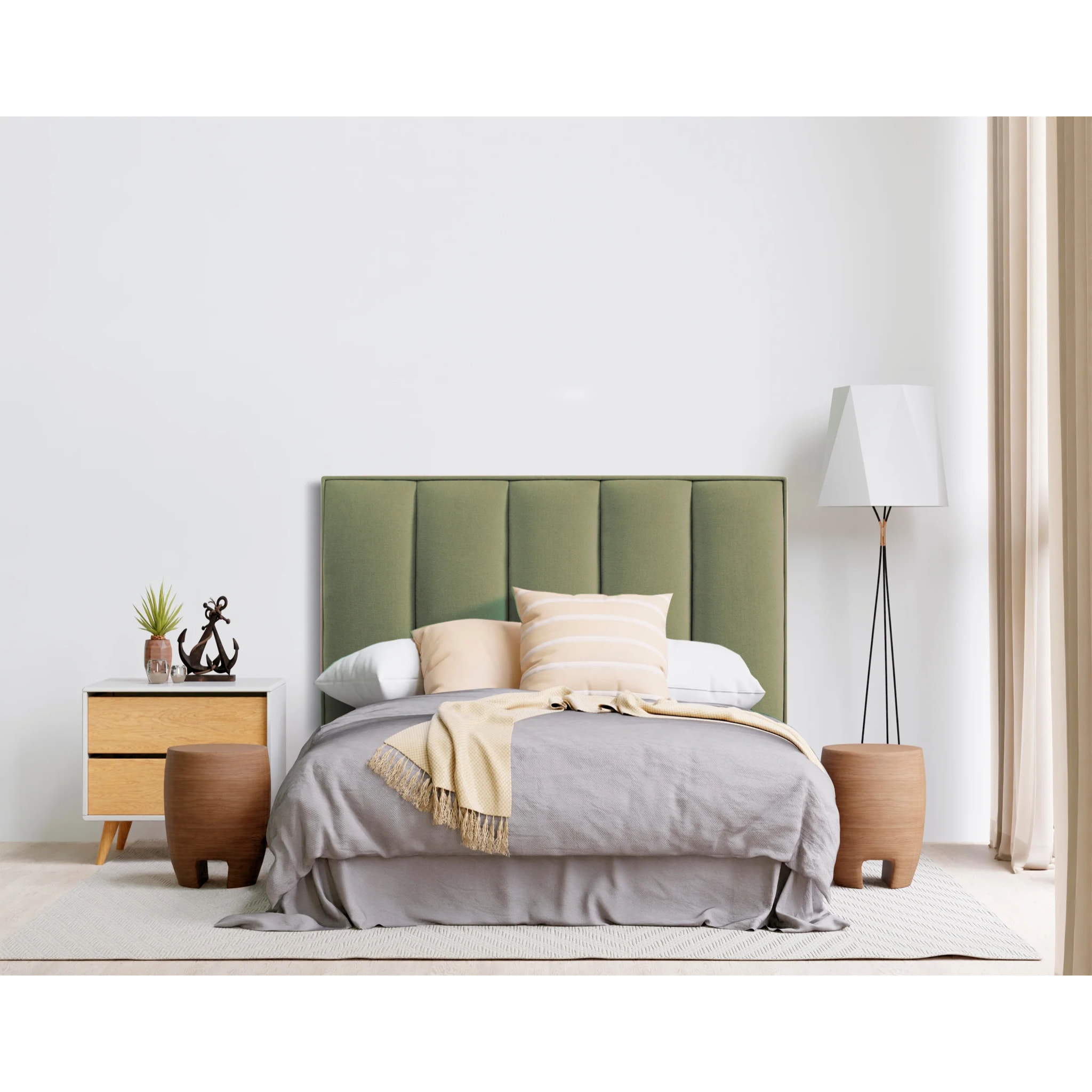 Cabecero de madera tapizado en tela para cama de 90 100x132