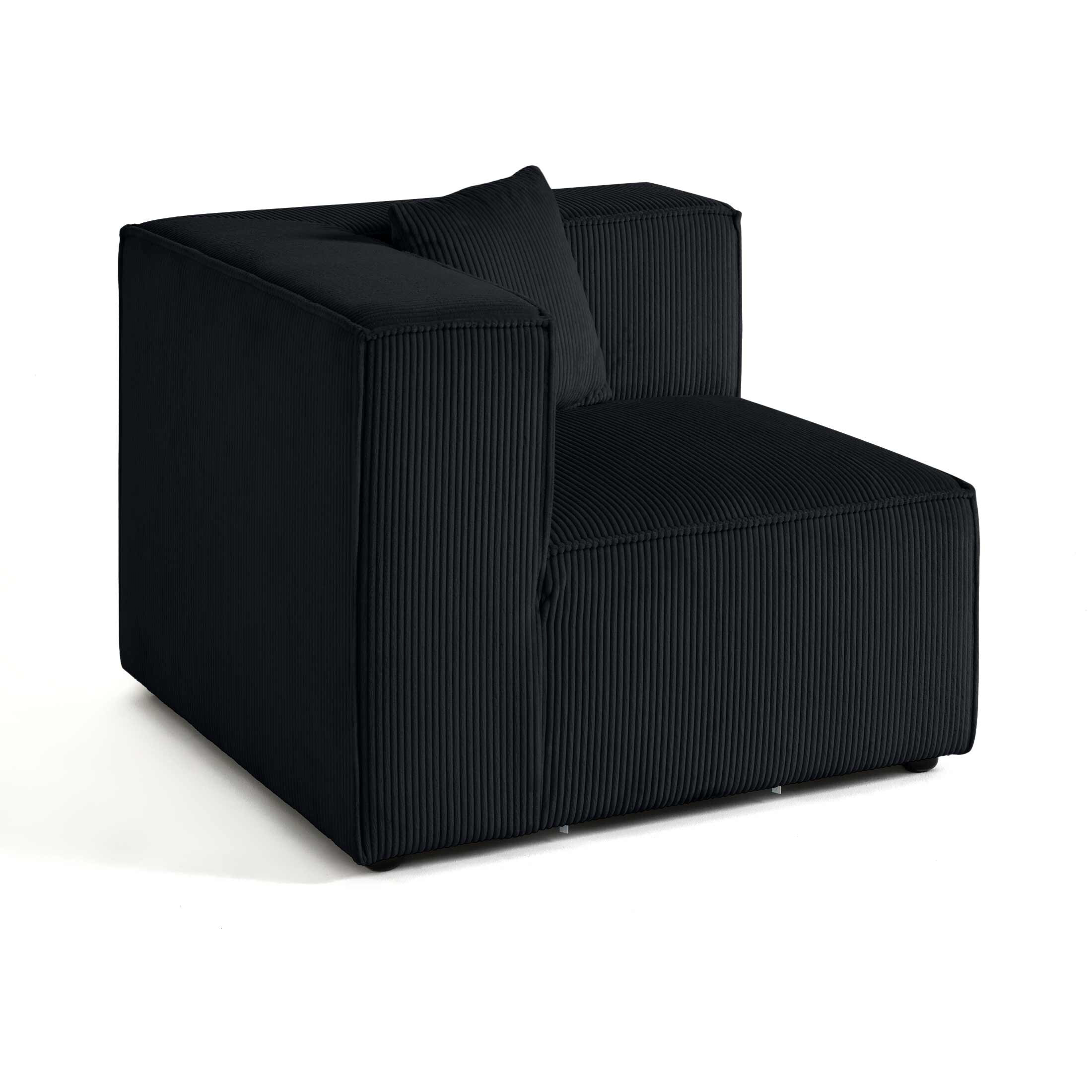 Arty - module d'assise d'angle réversible - en velours côtelé - Noir