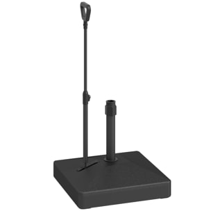 Base para Sombrilla Cuadrada Soporte para Parasol con Ruedas Pie para Sombrilla con Asa Ajustable Rellenable con Agua 45L o Arena 55kg para Jardín Terraza Negro
