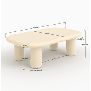 Table basse rectangulaire laquée blanche en MDF - Lolly