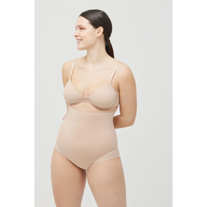 Slip in cotone a vita alta e media compressione beige
