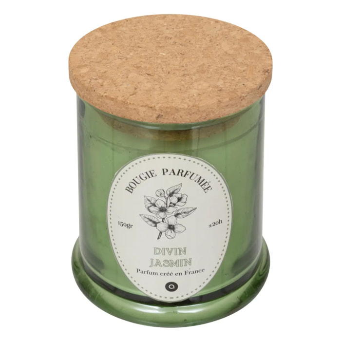 Bougie parfumée Hapo 150g pot en verre avec couvercle jasmin
