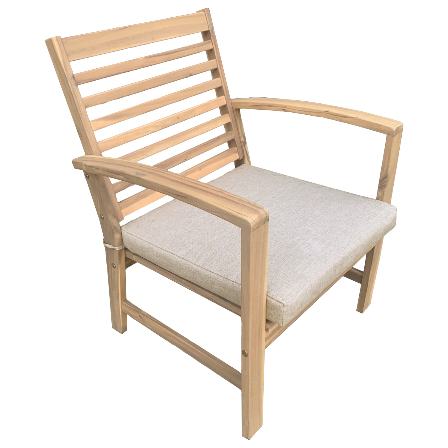 Salon de jardin en acacia 4 places GOA - coussins sable