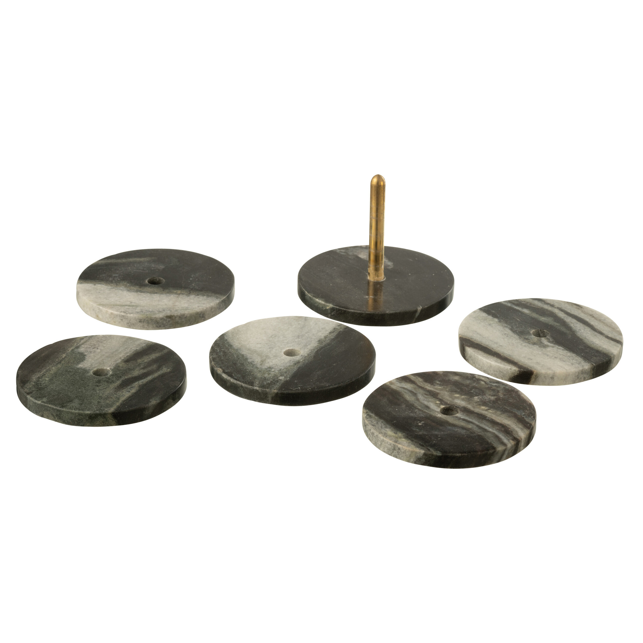 J-Line dessous de verre Rond Marbre - pierre - noir/gris - boîte de 6