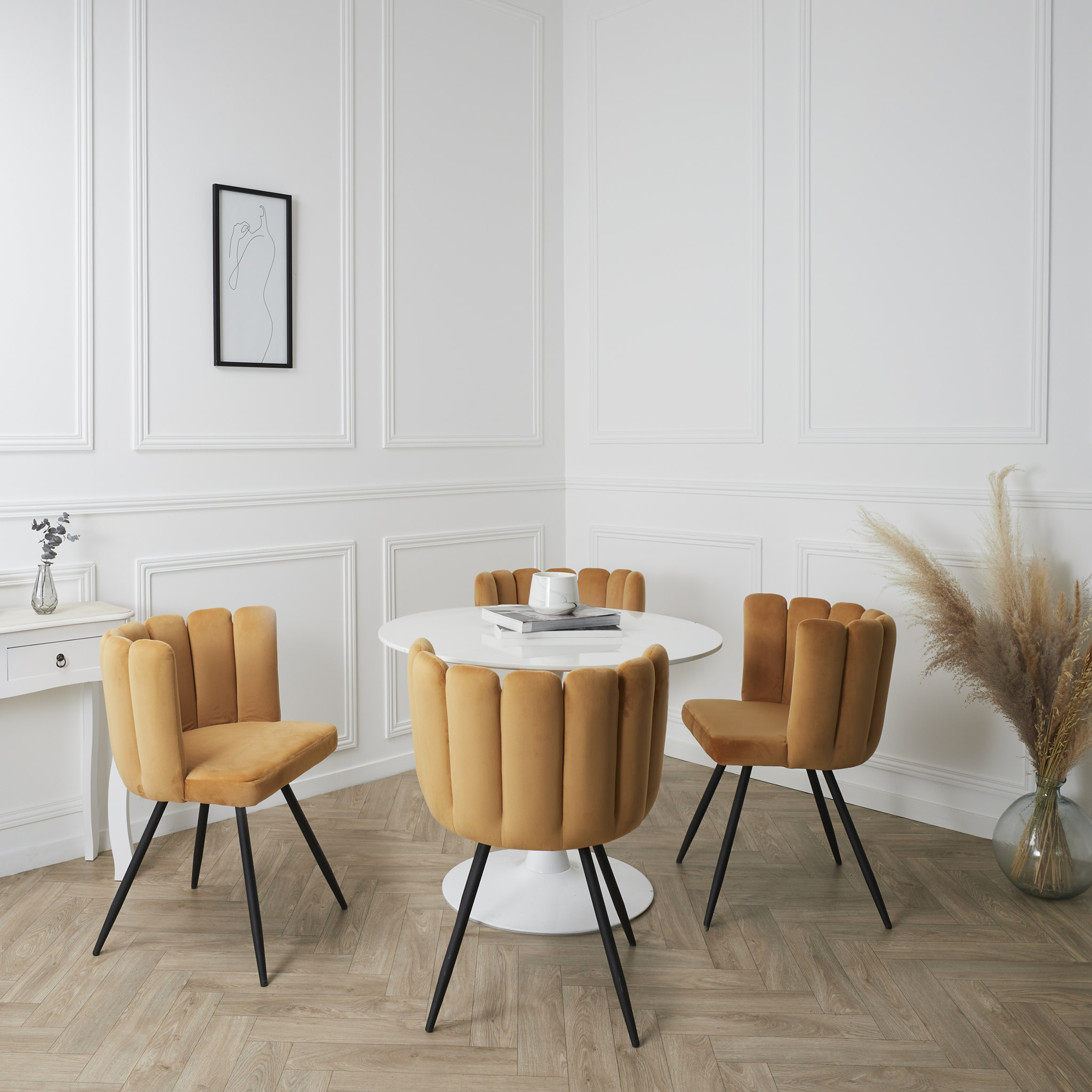 Chaise Ariel Velours Jaune - Lot de 2