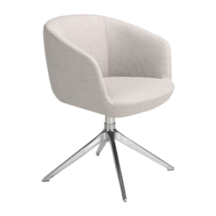 Silla Angel Cerdá giratoria con reposabrazos tapizada en tela en gris claro con estructura y patas en acero inoxidable cromado 67x59x80cm
