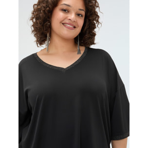 Fiorella Rubino - T-shirt in jersey con bordature lurex - Nero