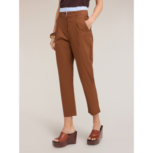 Motivi - Pantalones carrot en tela de algodón - Marrón