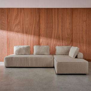 Set de 2 chauffeuses pour canapé modulable tissu bouclette beige 2 places Bao. L 180 x P 90 x H 74cm