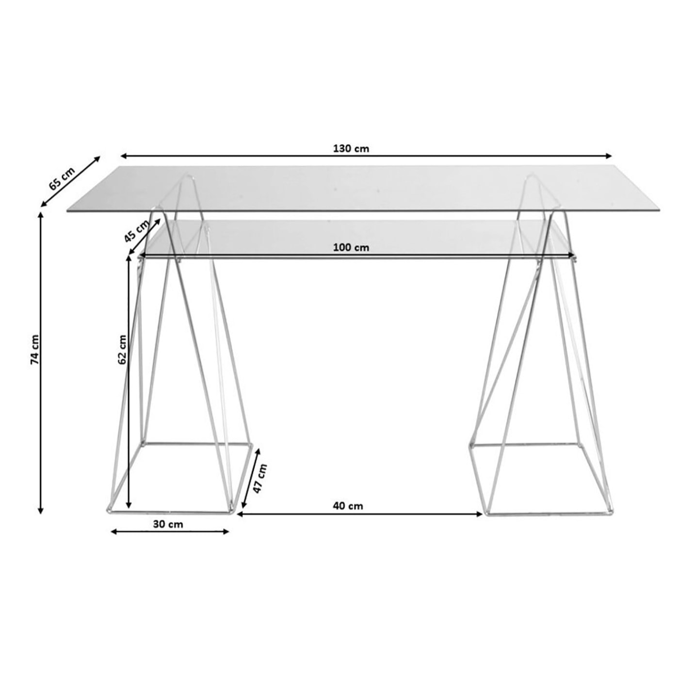 Bureau Polar 135x65cm noir Kare Design