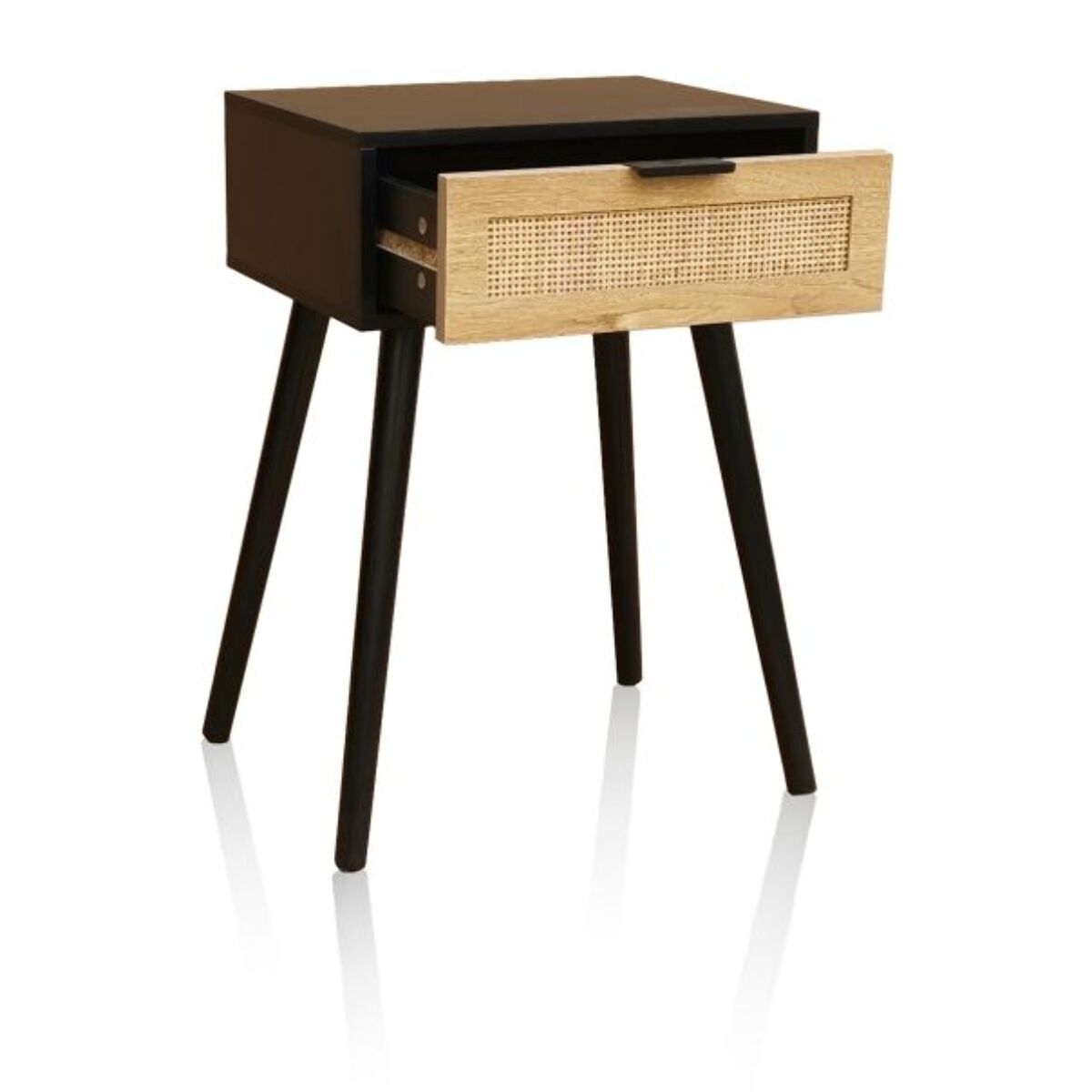 Mesita de noche Sanda Rattan Rattan - Negro