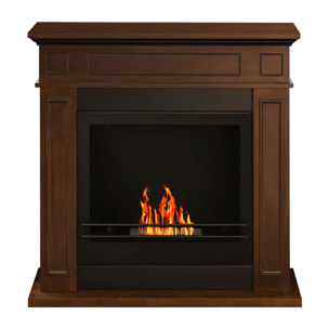 Jefferson - Camino a bioetanolo da terra in legno 89,5x28xH90,5 cm, colore marrone