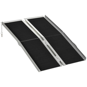 Rampa para Silla de Ruedas Plegable 122x73,5 cm Rampa Portátil de Aluminio Rampa de Umbral Antideslizante para Escaleras Puertas Discapacitados Carga 270 kg Negro