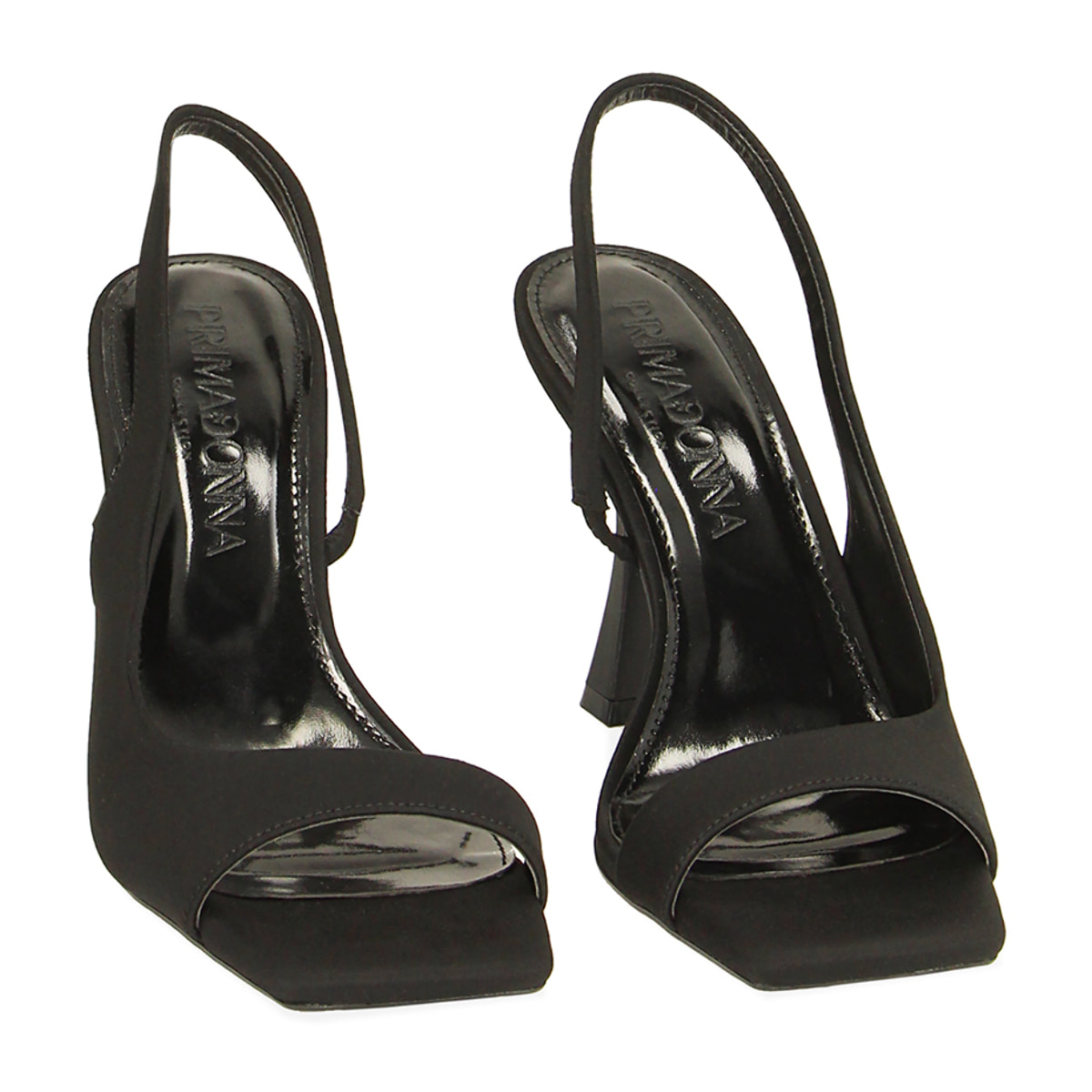 Sandali neri in lycra, tacco 9,7 cm