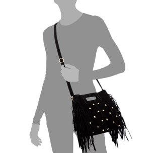 Barbata bolso bandolera mujer. Piel auténtica Gamuza con tachuelas decorativas.