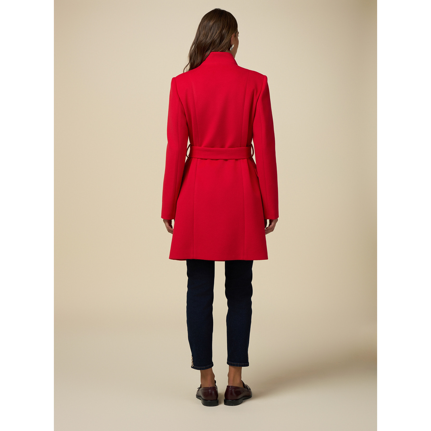 Oltre - Double-breasted coat with belt - Rojo