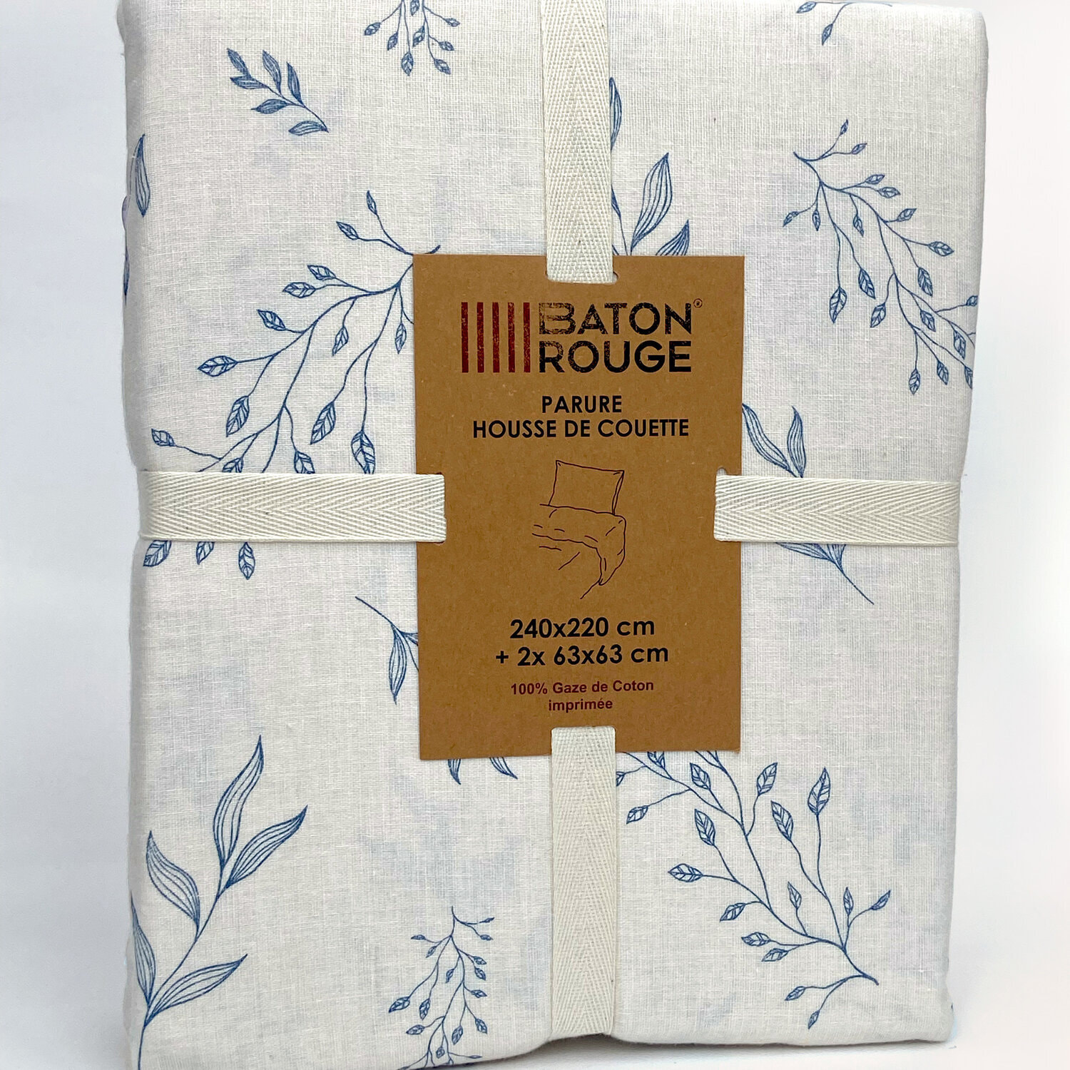 Parure housse de couette imprimé 100% gaze de coton - liveo