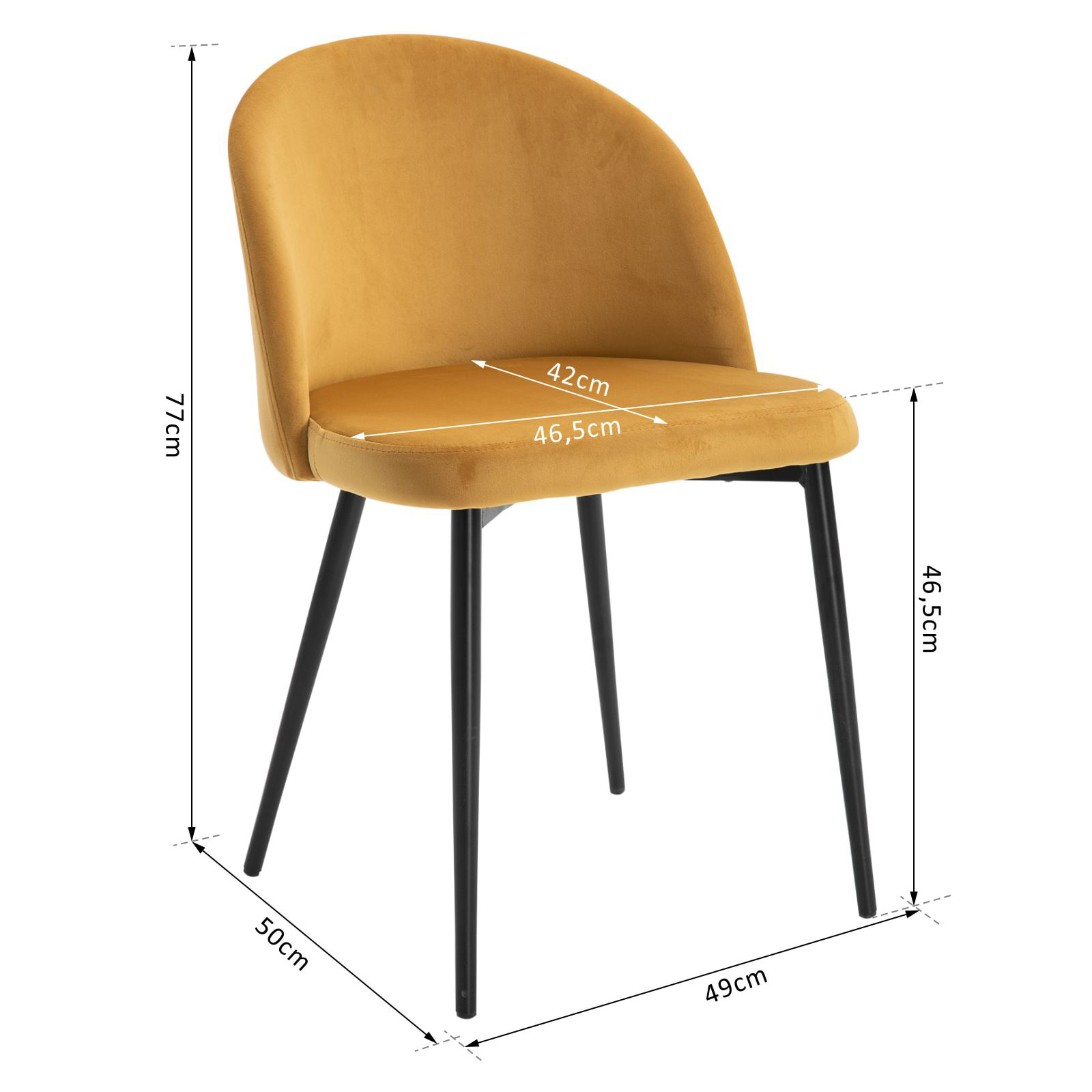 Lot de 2 chaises – Design scandinave – Assise velours