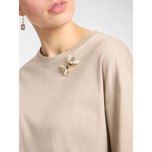 Elena Mirò - T-shirt con applicazioni - Beige