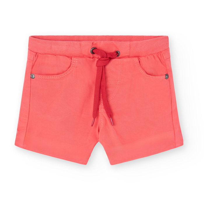 Bermudas para niÃ±o en algodÃ³n liso de color rojo, Camiseta