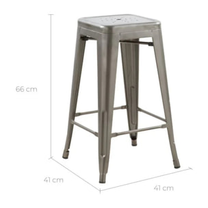 Lot de 2 tabourets pour îlot central 66 cm en métal chrome brillant - Indus