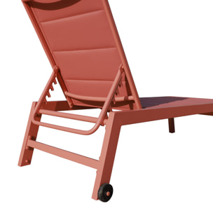 Lot de 2 bains de soleil BARBADOS en textilène terracotta - aluminium terracotta