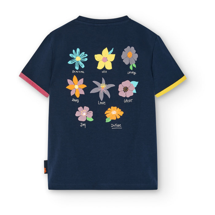 Camiseta elÃ¡stica niÃ±a estampada, azul marino, 408046