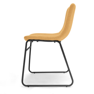 TOKYO - Set di 2 sedie in lino e metallo design moderno. Set di 2 sedie da pranzo, ufficio, studio. Colore giallo senape o blu dodger