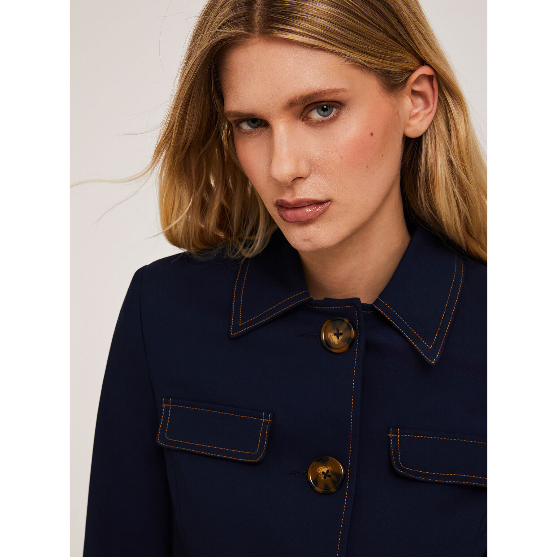 Motivi - Chaqueta de algodón con maxi botones - Azul