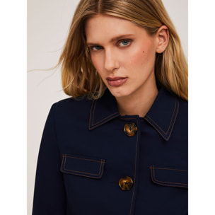 Motivi - Chaqueta de algodón con maxi botones - Azul