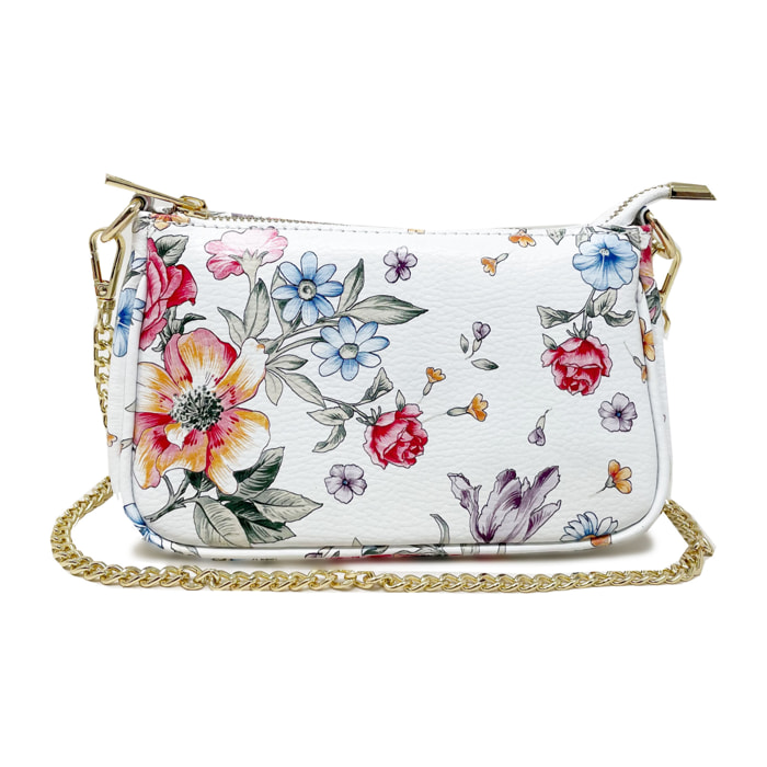 Chicca Borse - Tracollina Clutch Donna in Vera Pelle - Colore Fiori