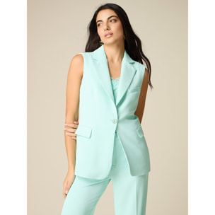 Oltre - Gilet sartoriale in tessuto crêpe - Verde acqua