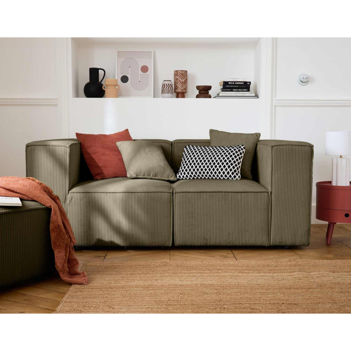 Arty - module d'assise gauche - en velours côtelé - Vert