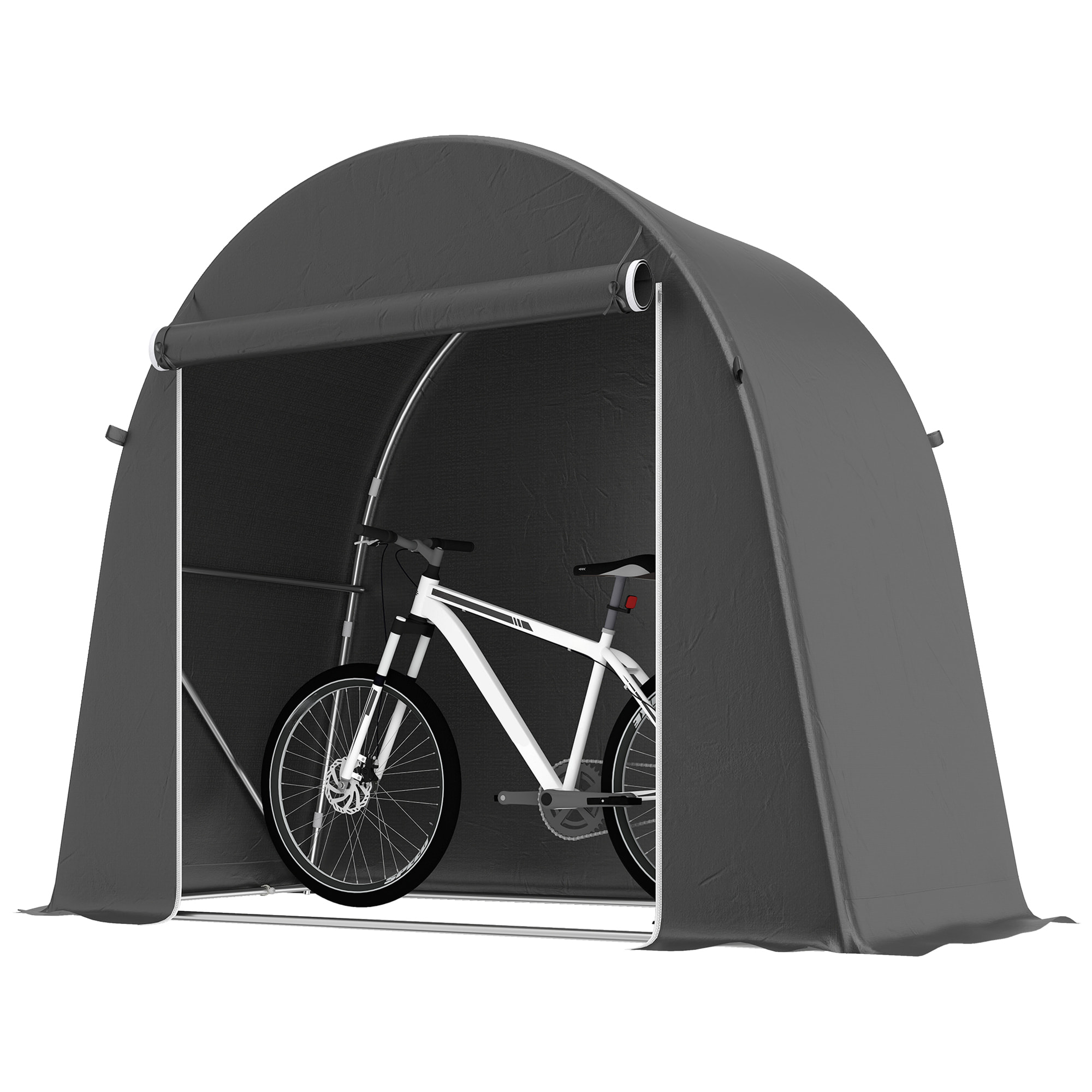 Abri vélo - tente vélo - tente de rangement extérieur - 245 x 120 x 200 cm - métal PE gris