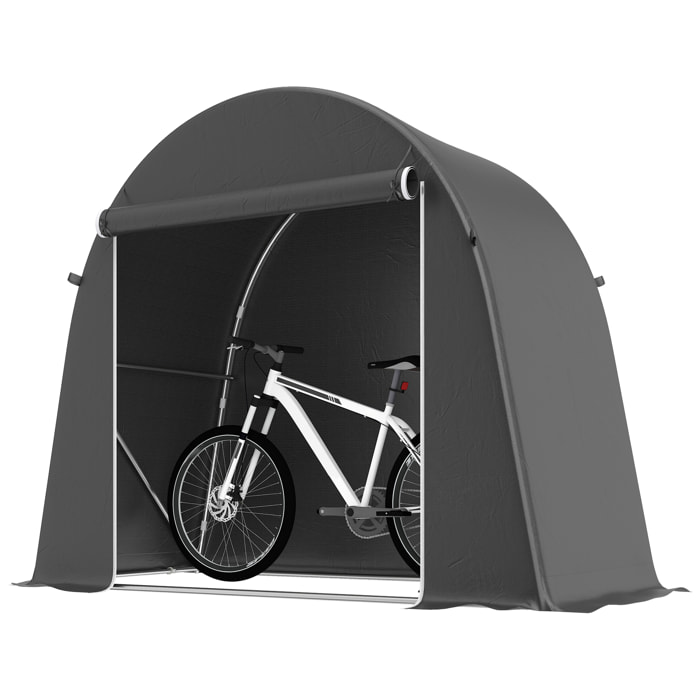 Abri vélo - tente vélo - tente de rangement extérieur - 245 x 120 x 200 cm - métal PE gris