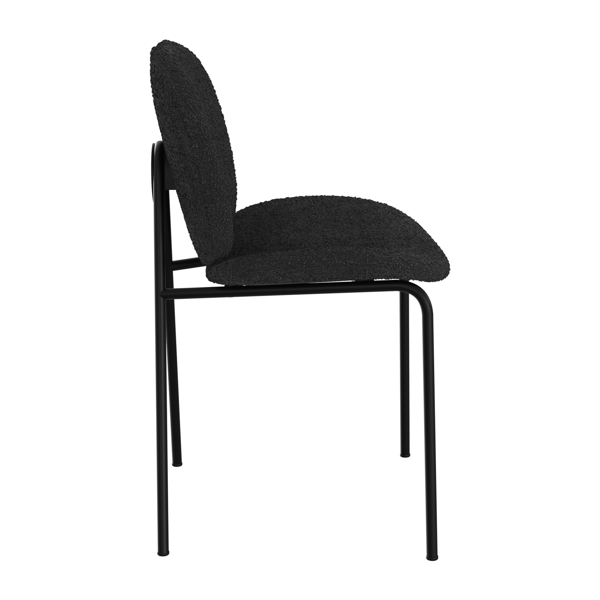 Lot de 2 chaises en tissu bouclé noir et pieds en métal noir - Iris