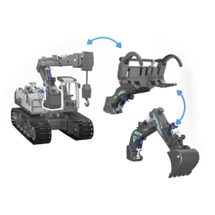 Macchinari idraulici 3 in 1: escavatore, gru e caricatore di legno. Per costruire, 168 pezzi.