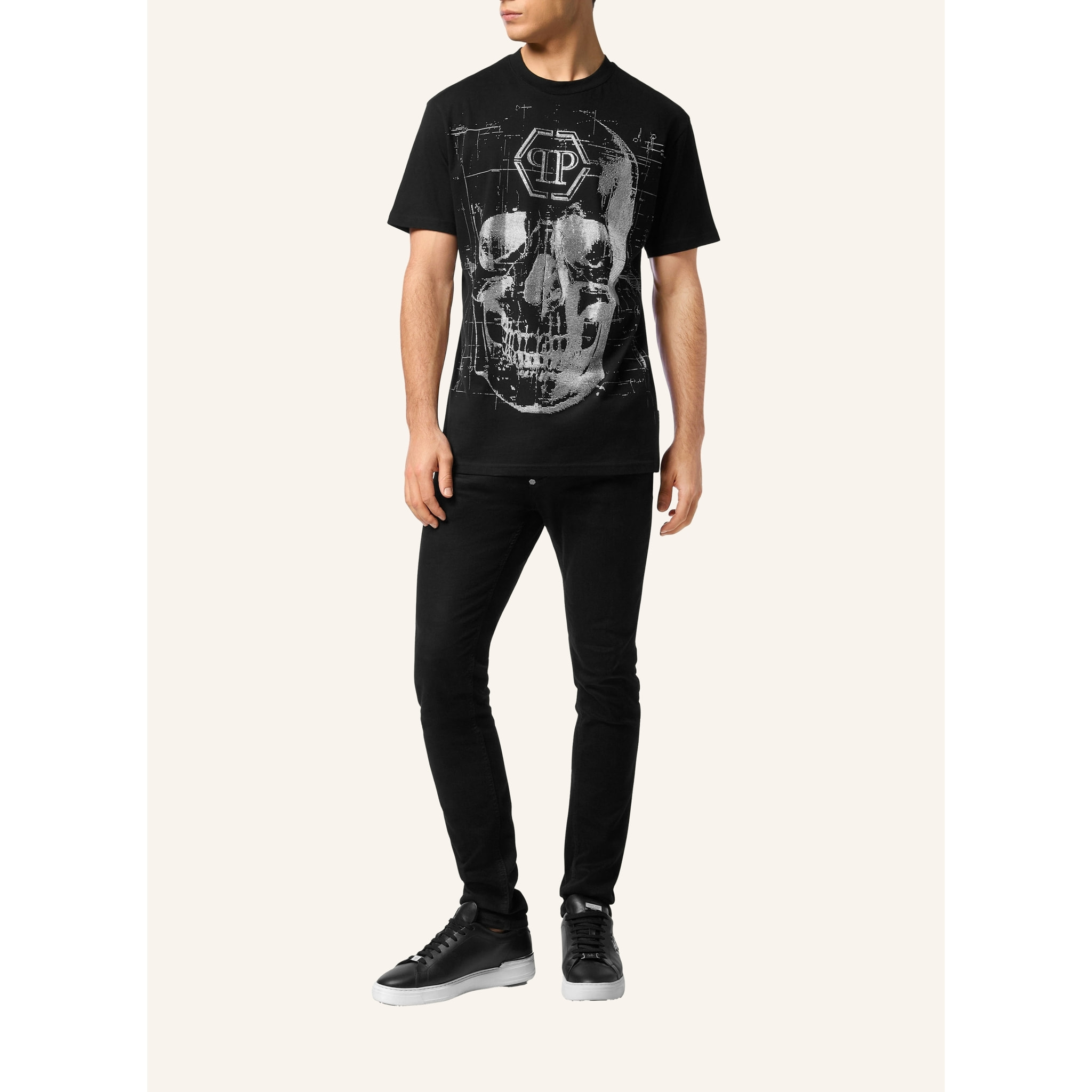 PHILIPP PLEIN Camiseta de cuello redondo y manga corta SKULL