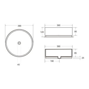 Vasque à poser ronde diamètre 39 cm - blanc mat - sans trop-plein - Infinitio SAT