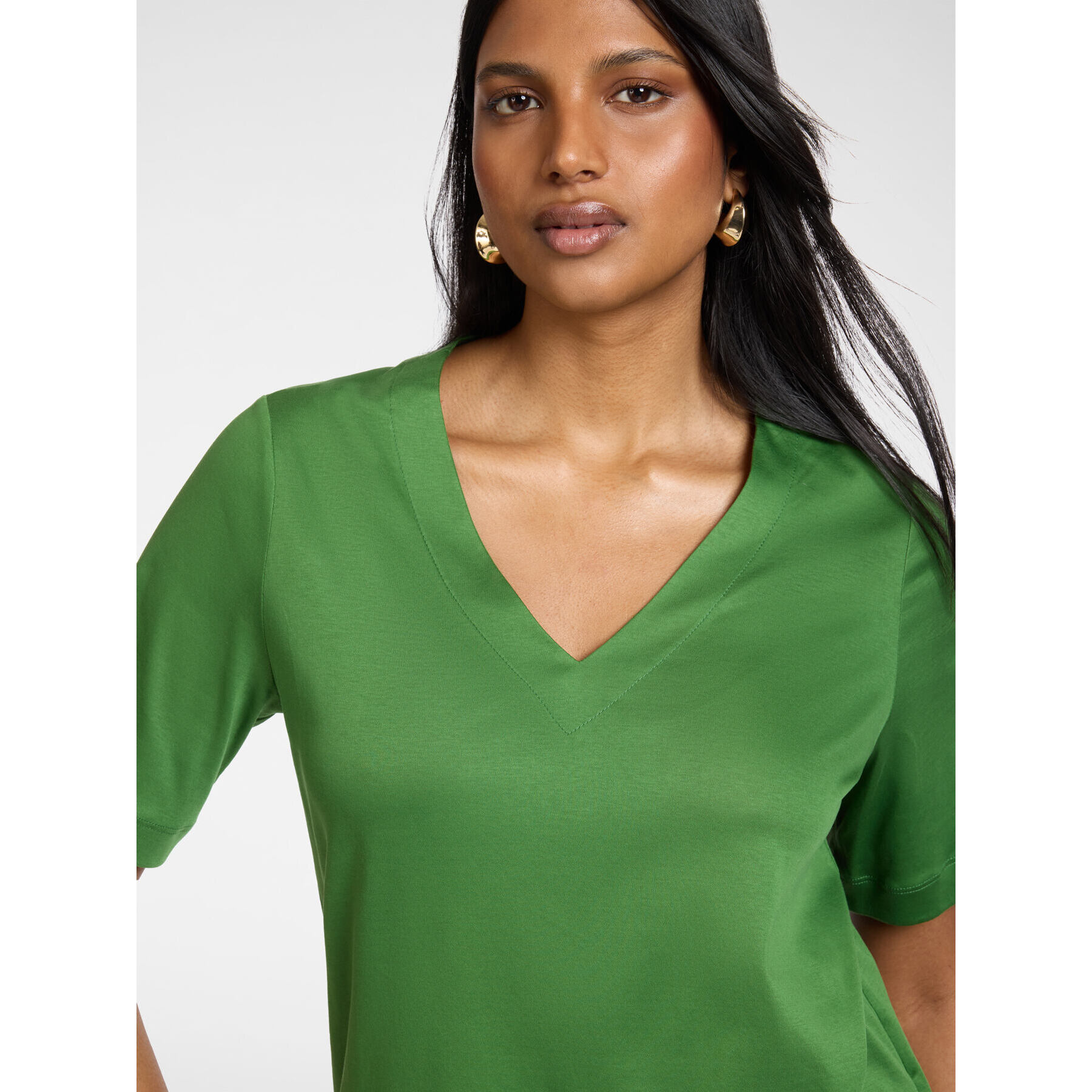 Elena Mirò - T-shirt in cotone scollo a V - Verde