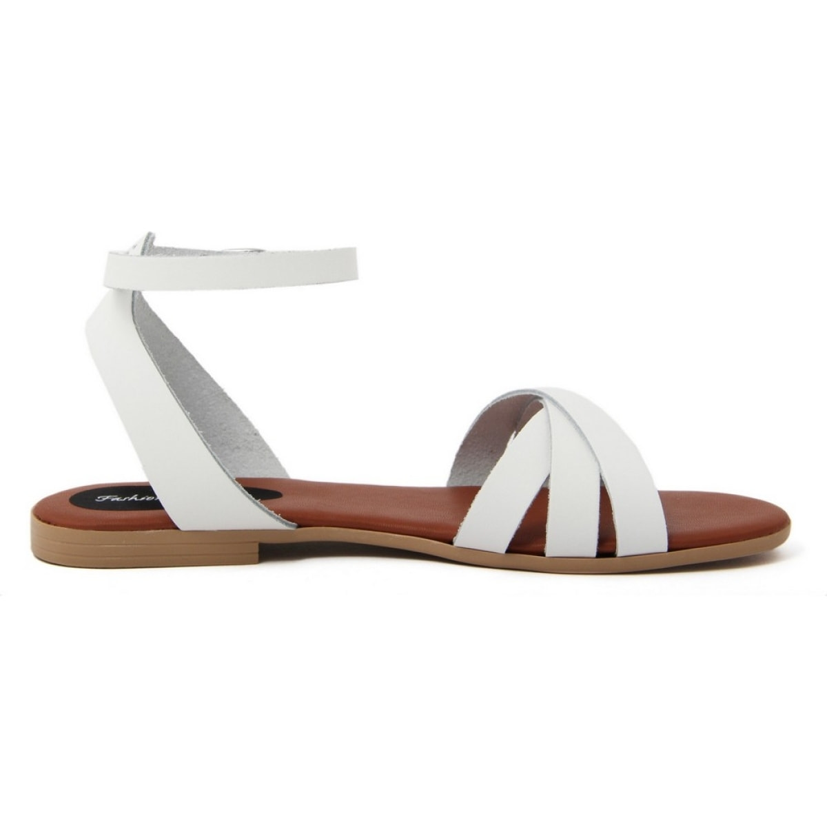 Sandali Flat Made in Italy in pelle colore Bianco, Altezza tacco 1,2 cm