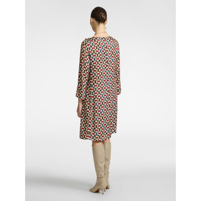 Elena Mirò - Vestido con estampado geométrico - Burgundy