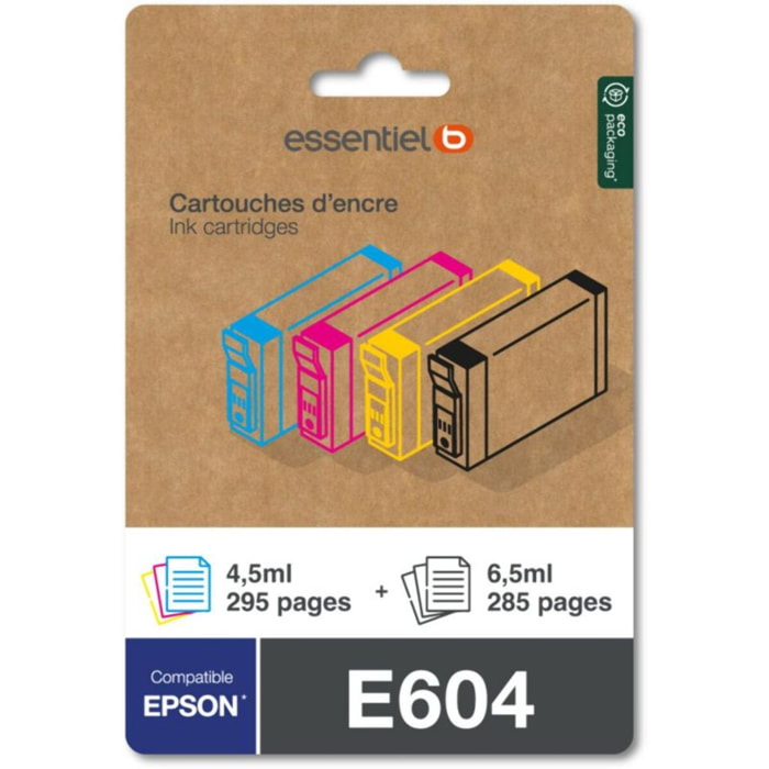 Cartouche d'encre ESSENTIELB E604 Noir + 3 couleurs