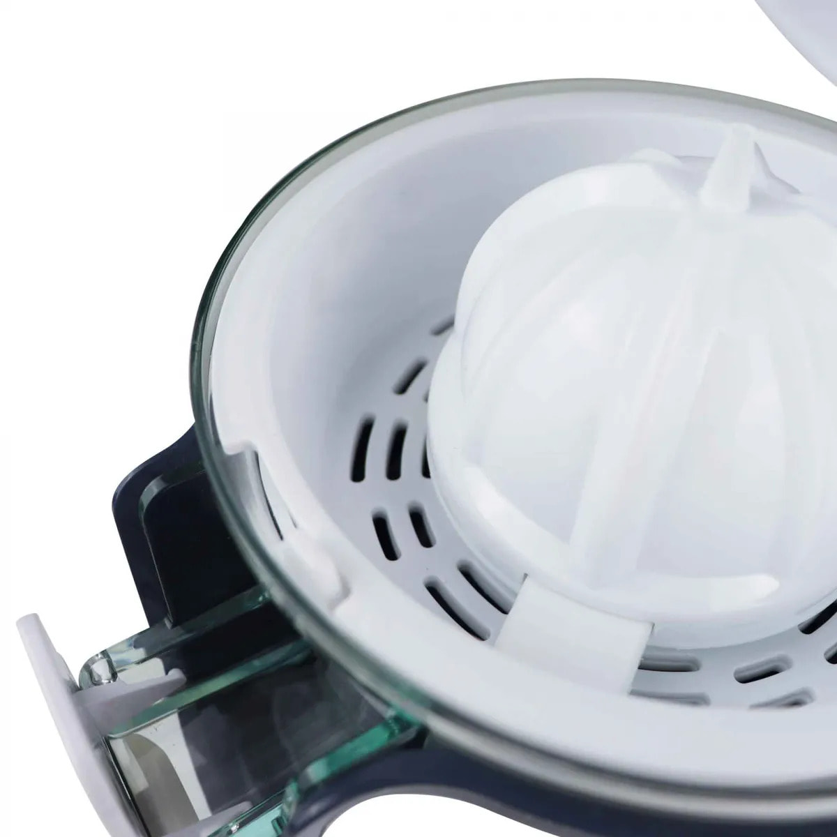 Exprimidor de naranjas eléctrico JATA JEEX1058 con brazo. Lleva 2 conos